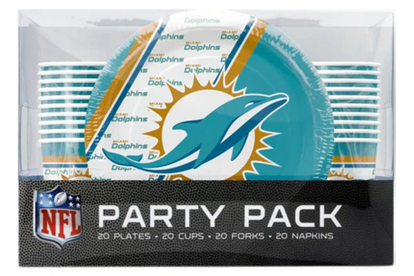 Set de Platos y Vasos Desechables Miami Dolphins Party Pack Duck House