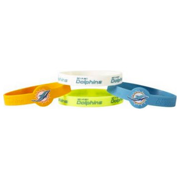 Llavero Miami Dolphins Silicone Bracelet Pack de 4 Aminco