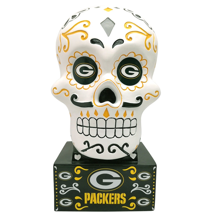 Figura Día de Muertos Green Bay Packers Sugar Skull Statue Evergreen Verde