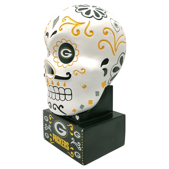 Figura Día de Muertos Green Bay Packers Sugar Skull Statue Evergreen Verde