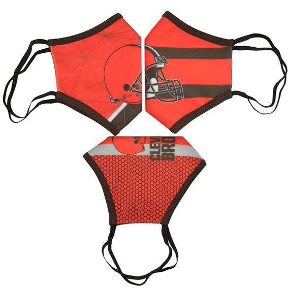 Cubrebocas Cleveland Browns Tripack Café