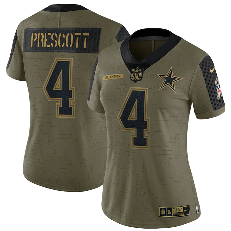 Jersey Dallas Cowboys DP4 Salute to Service 2021 Limited Prescott Nike Mujer