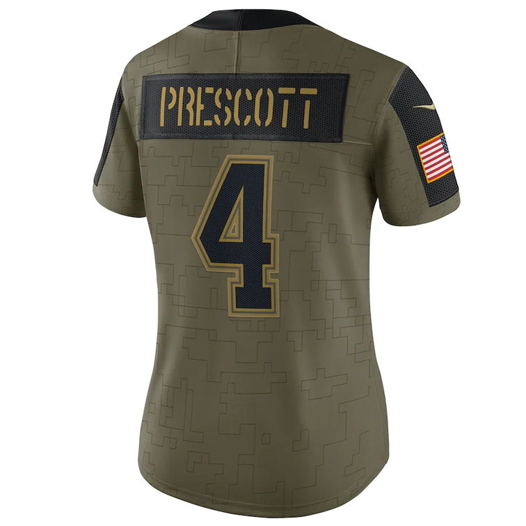 Jersey Dallas Cowboys DP4 Salute to Service 2021 Limited Prescott Nike Mujer