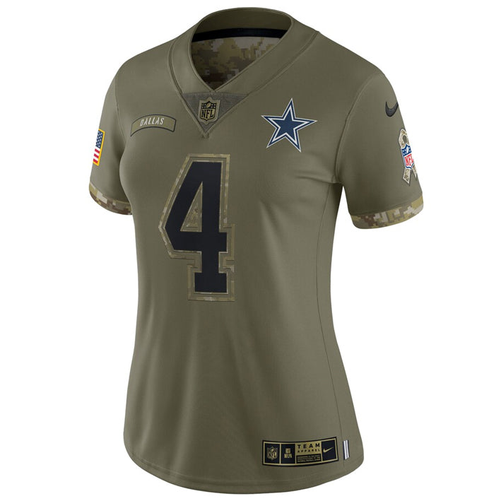 Jersey Dallas Cowboys Salute to Service 2022 Prescott Nike Mujer