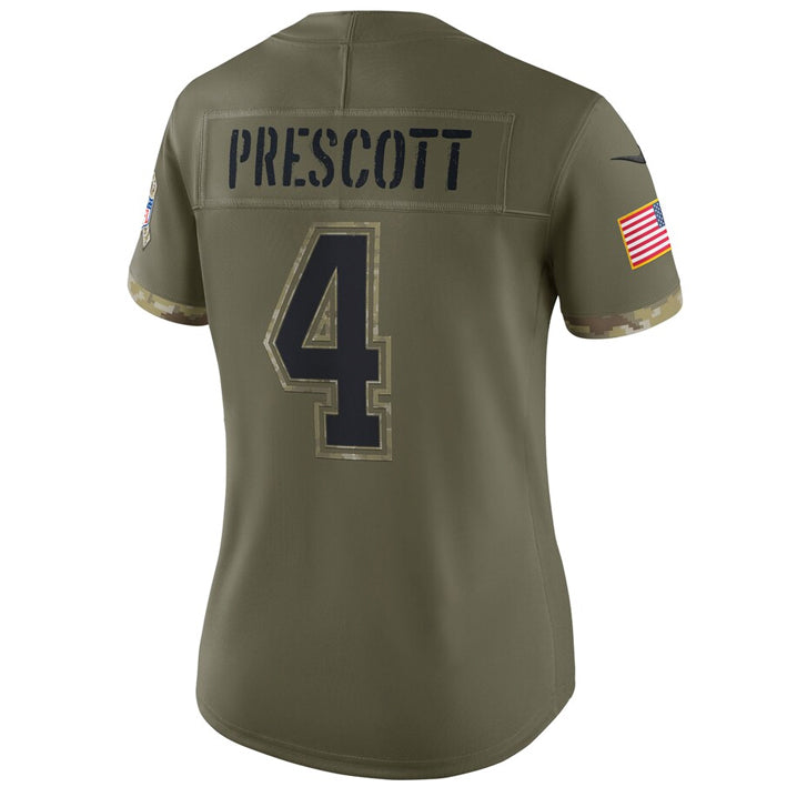 Jersey Dallas Cowboys Salute to Service 2022 Prescott Nike Mujer
