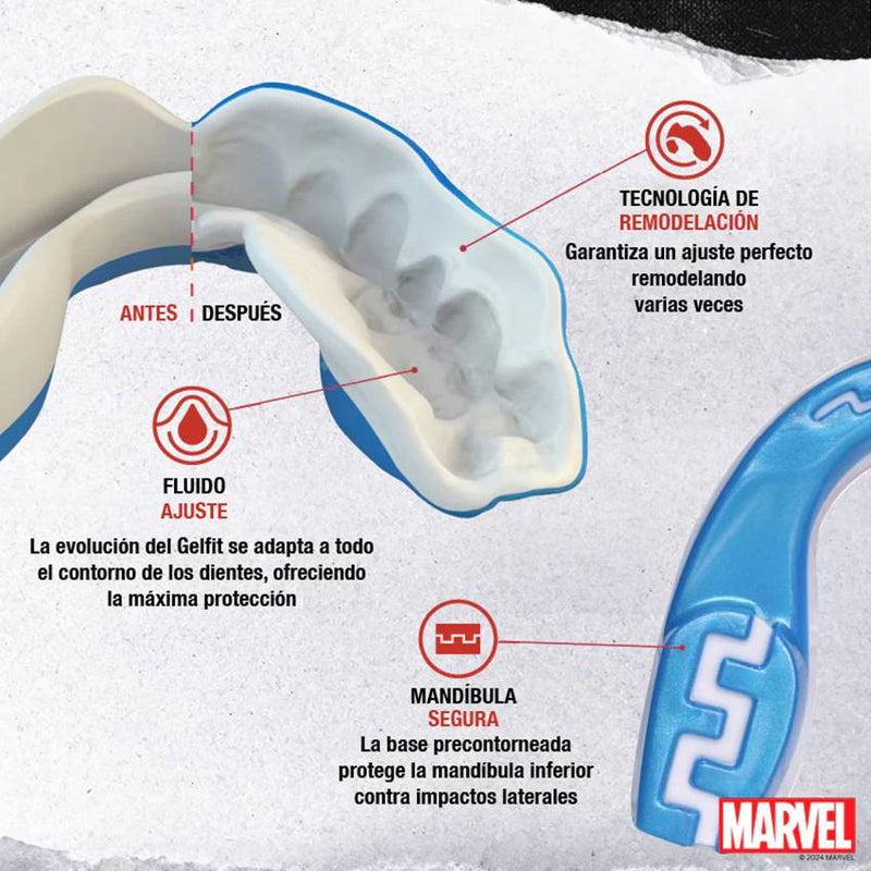 Protector Bucal SAFEJAWZ Captain America Marvel Niño