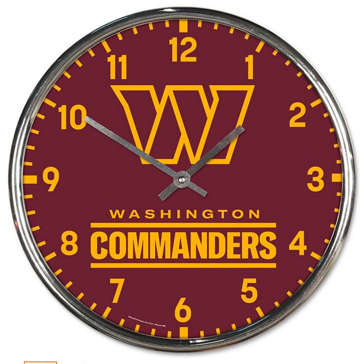 Reloj de Pared Washington Commanders Clock Chrome WinCraft
