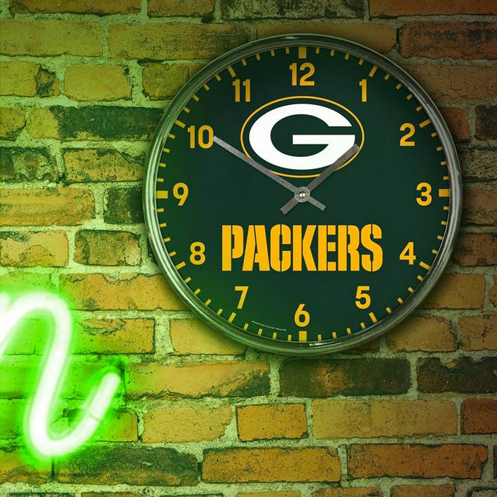 Reloj de Pared Green Bay Packers Clock Chrome WinCraft