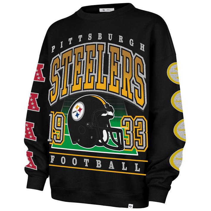 Sudadera Pittsburgh Steelers Crew Big Oversized 47 Brand Mujer