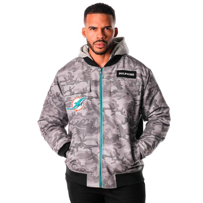 Sudadera Miami Dolphins Bomber Unisex The Wild Collective Camuflaje
