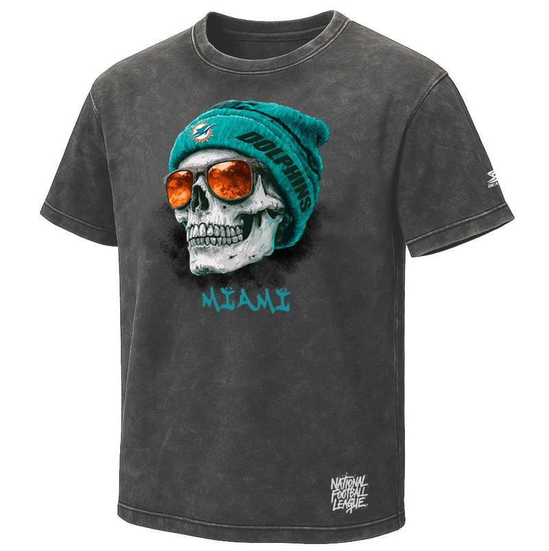 Playera Miami Dolphins Stonewash Skull Hombre