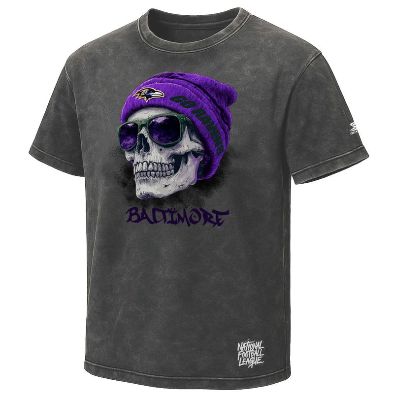 Playera Baltimore Ravens Stonewash Skull Hombre