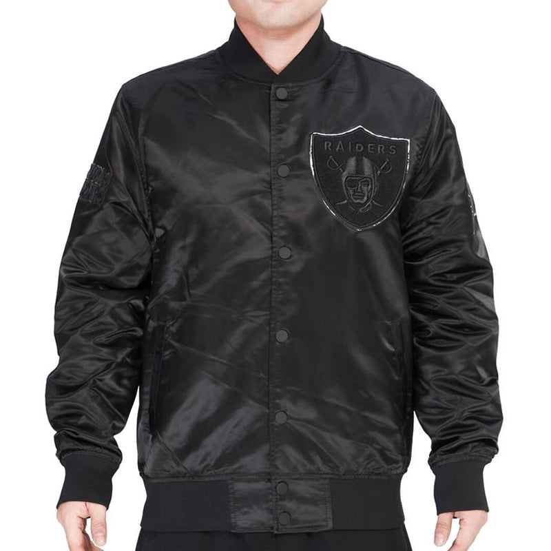 Chamarra Las Vegas Raiders Logo Satin Pro Standard Negro