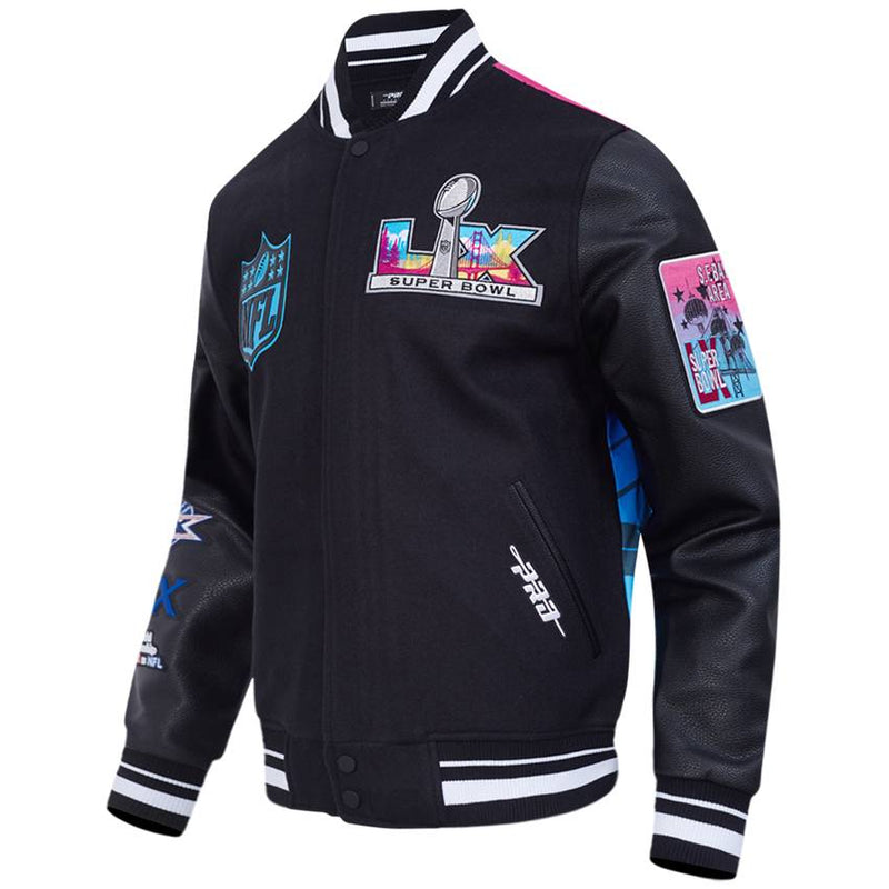 Chamarra Varsity Super Bowl LX Pro Standard Negro