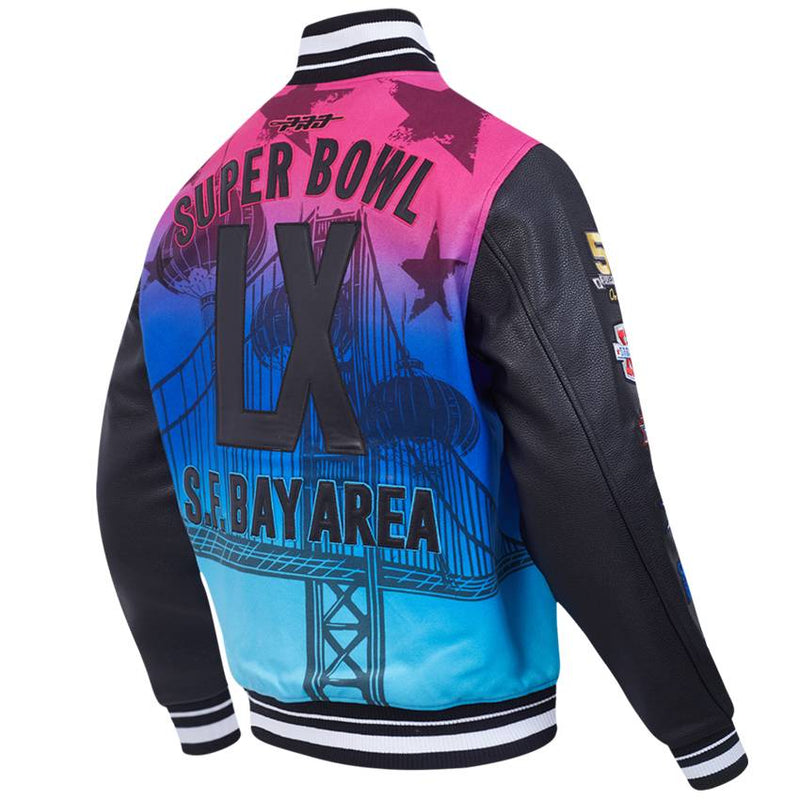 Chamarra Varsity Super Bowl LX Pro Standard Negro