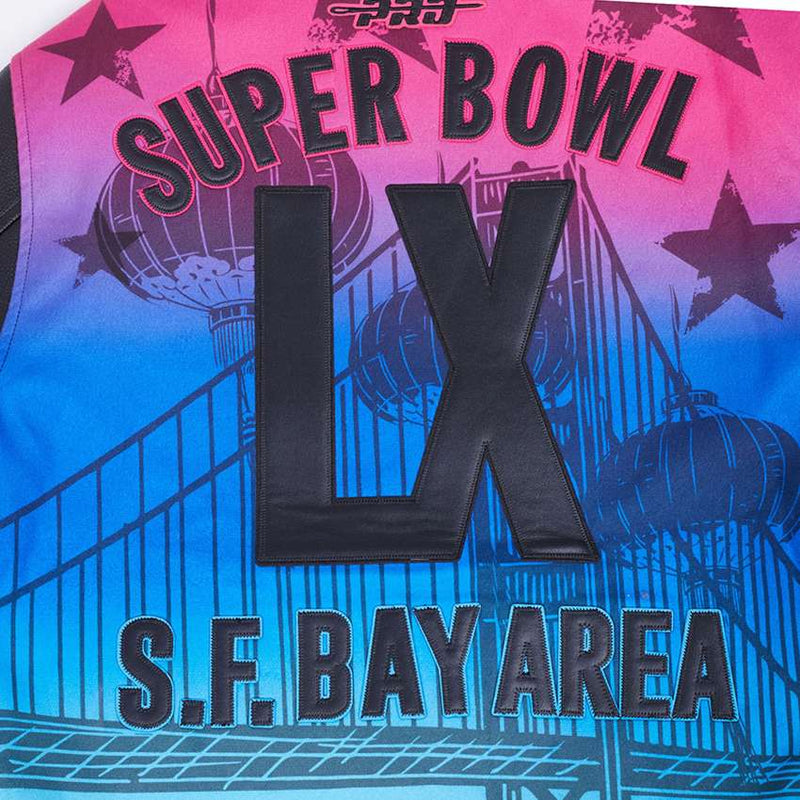 Chamarra Varsity Super Bowl LX Pro Standard Negro