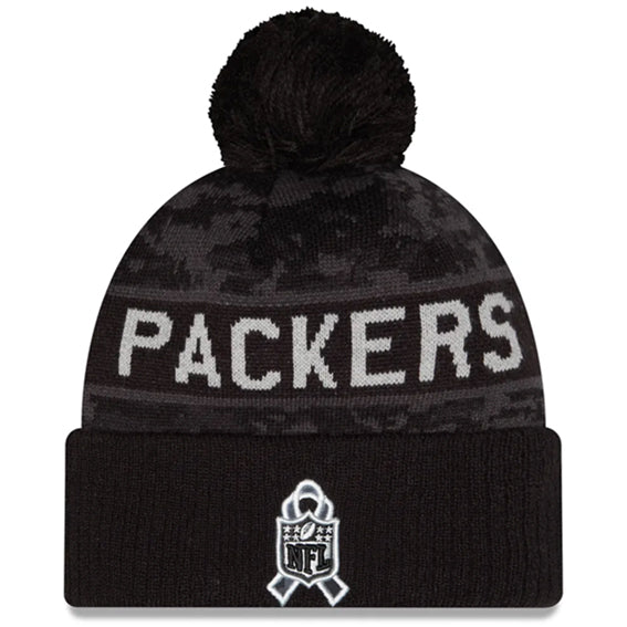 Gorro Beanie Green Bay Packers Salute to Service 2026 New Era Negro