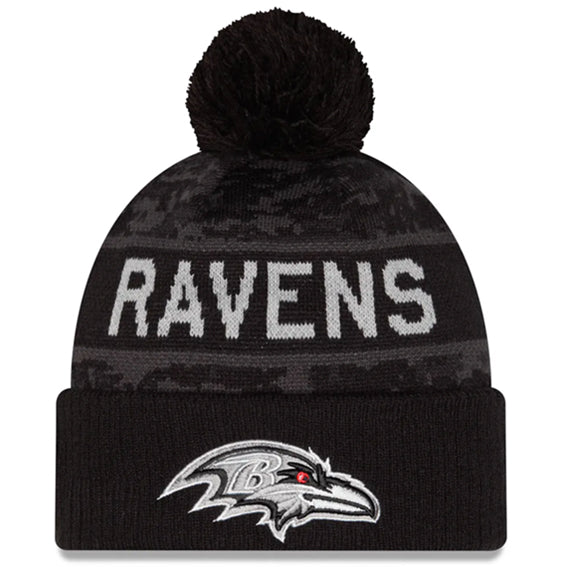 Gorro Beanie Baltimore Ravens Salute to Service 2026 New Era Negro
