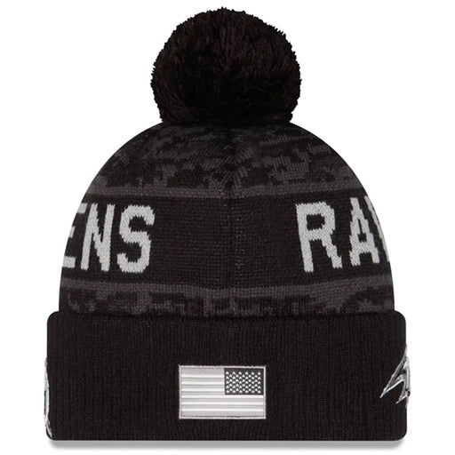 Gorro Beanie Baltimore Ravens Salute to Service 2026 New Era Negro