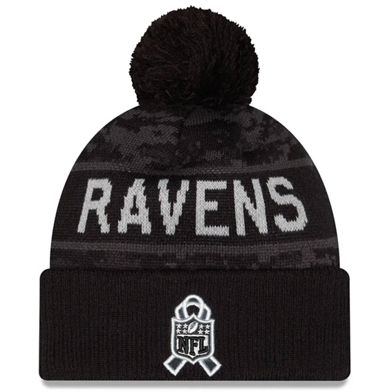 Gorro Beanie Baltimore Ravens Salute to Service 2026 New Era Negro
