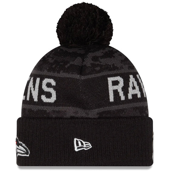 Gorro Beanie Baltimore Ravens Salute to Service 2026 New Era Negro