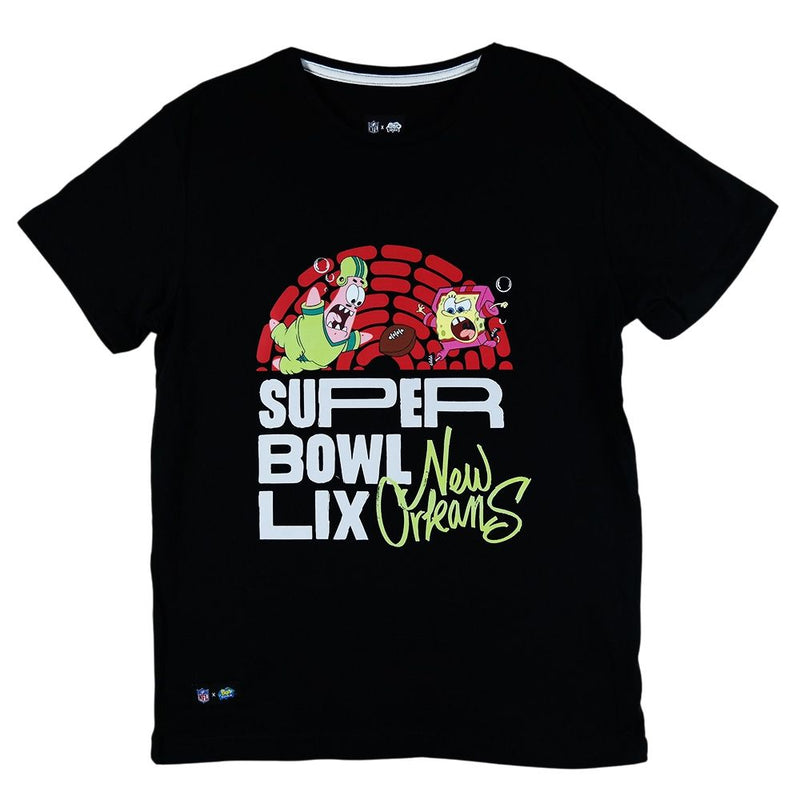 Playera Super Bowl LIX NFL x Bob Esponja Negro