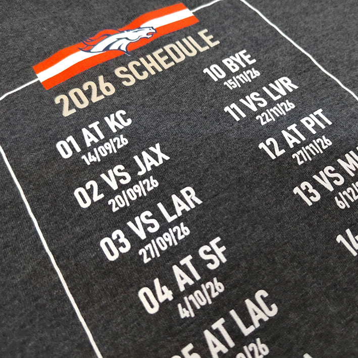 Playera Denver Broncos Calendario 2026 DICASS