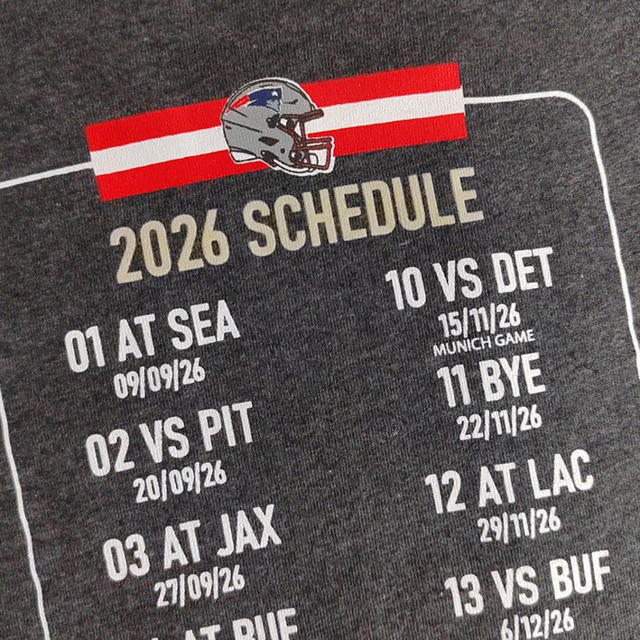 Playera New England Patriots Calendario 2026 DICASS