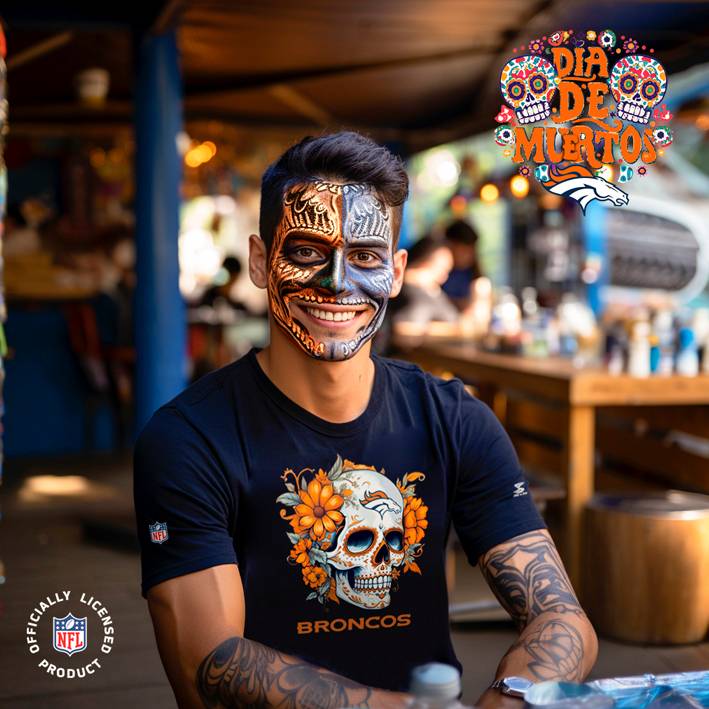 Playera Denver Broncos Dia Muertos