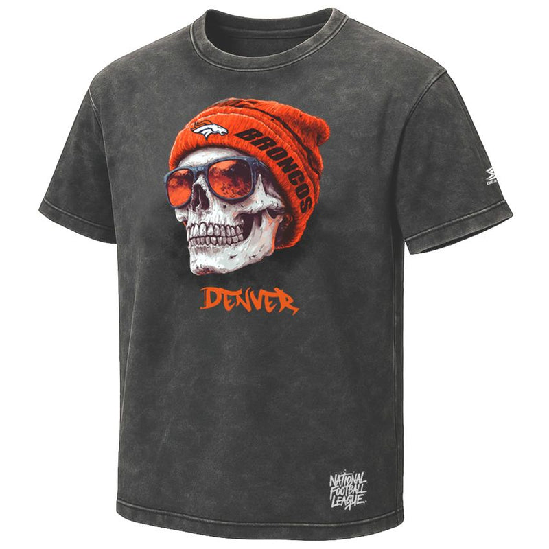 Playera Denver Broncos Stonewash Skull Hombre