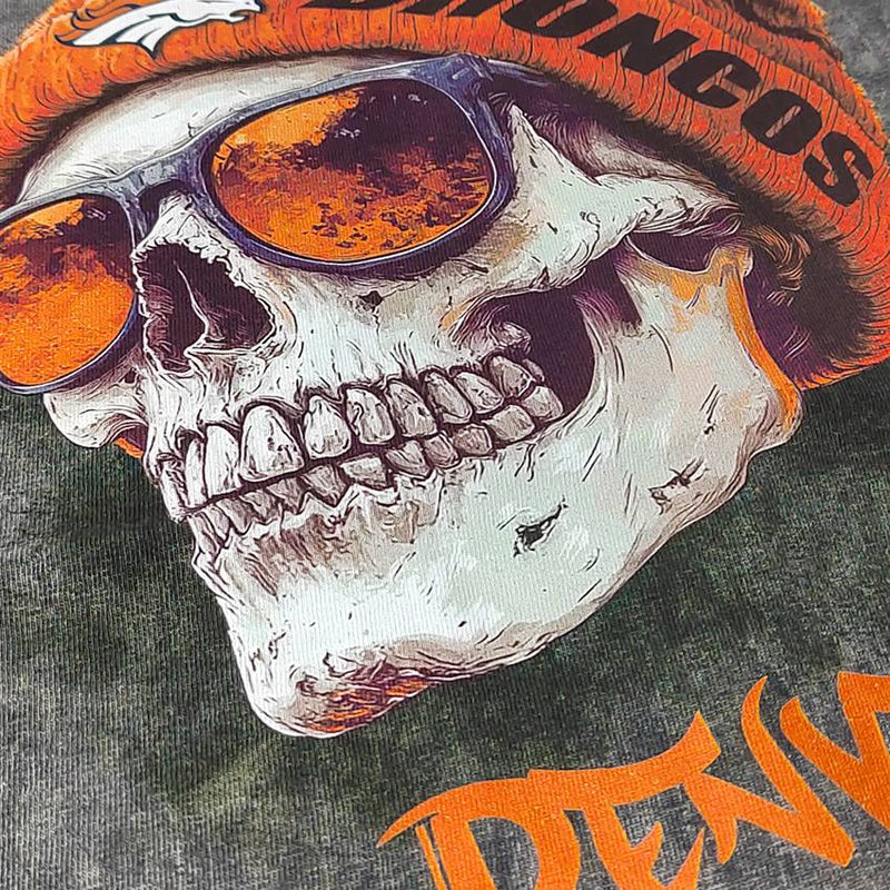 Playera Denver Broncos Stonewash Skull Hombre