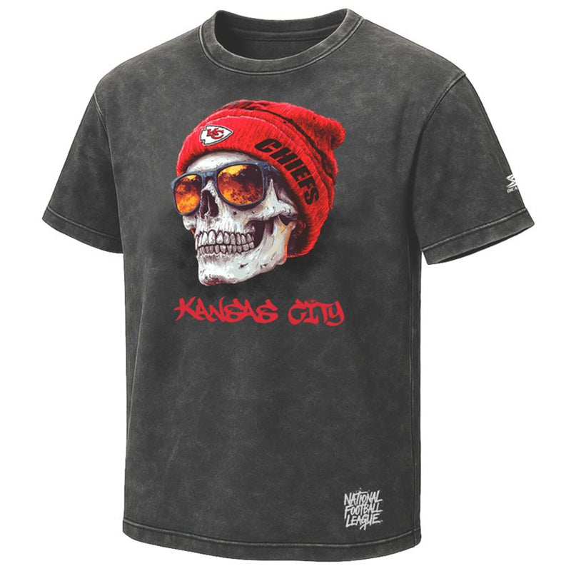 Playera Kansas City Chiefs Stonewash Skull Hombre