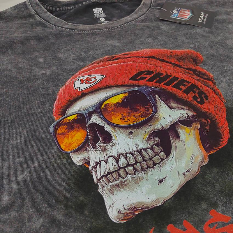 Playera Kansas City Chiefs Stonewash Skull Hombre