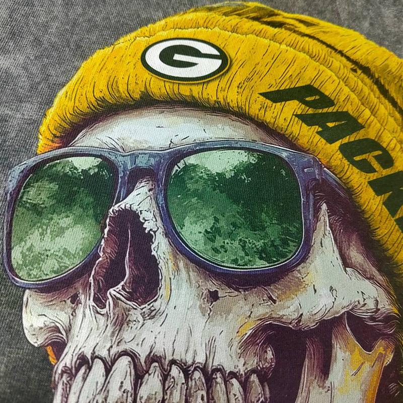 Playera Green Bay Packers Stonewash Skull Hombre