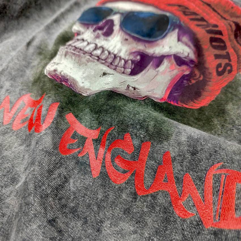 Playera New England Patriots Stonewash Skull Hombre