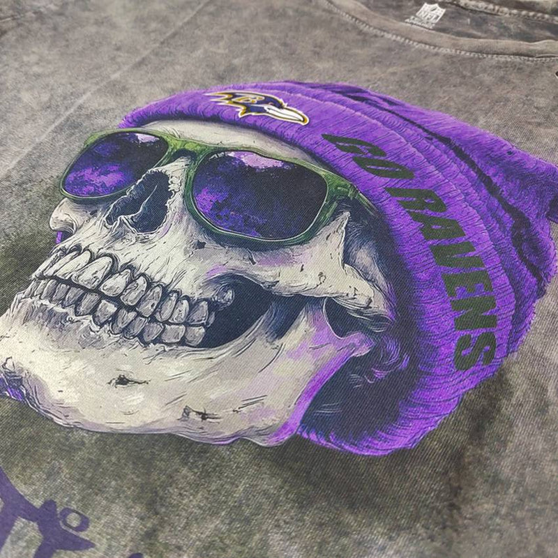 Playera Baltimore Ravens Stonewash Skull Hombre