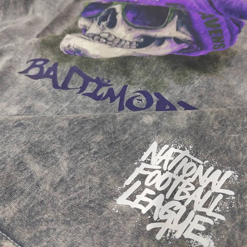 Playera Baltimore Ravens Stonewash Skull Hombre