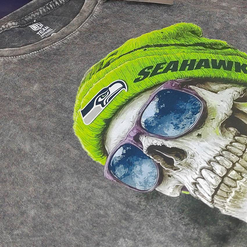 Playera Seattle Seahawks Stonewash Skull Hombre
