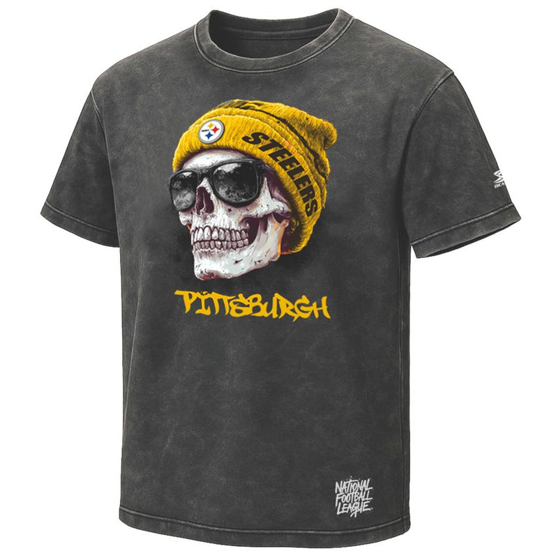 Playera Pittsburgh Steelers Stonewash Skull Hombre