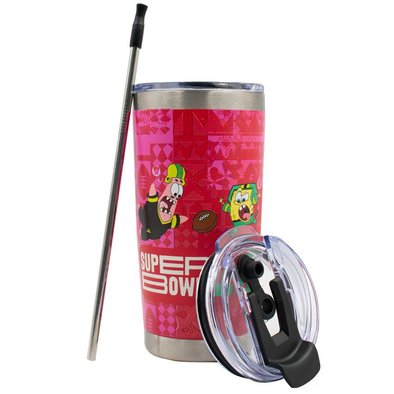 Termo Super Bowl LIX 20 oz NFL x Bob Esponja Rosa
